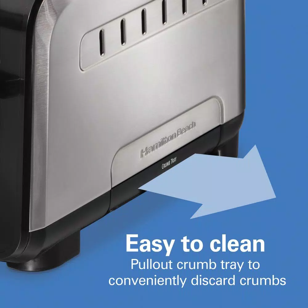 Hamilton Beach Expert-Toast 2-Slice Toaster, 900W, Black and Stainless Steel with Wide Slots