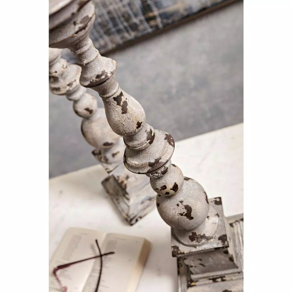 IMAX Hamilton Wrought Iron Hurricane Candleholders, Set of 2, Weathered Grey Finish
