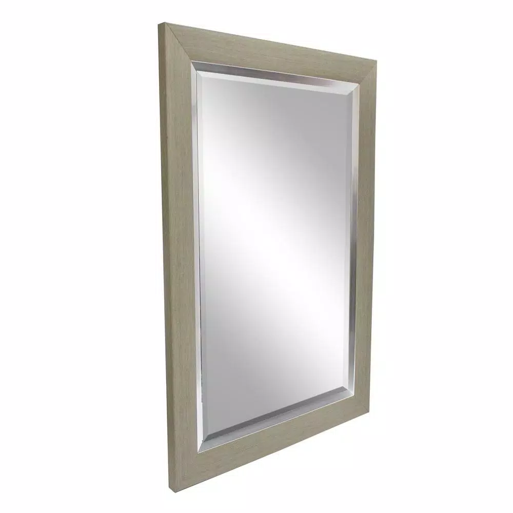 Unbranded Classic Gray Wash and Silver Beveled Glass Rectangle Accent Mirror (43.5 x 31.5 in)