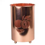 Creative Home Copper Plated Metal Utensil Holder with Laser Cut Lemon Motif Kitchen Tool Crock thumbnail 2