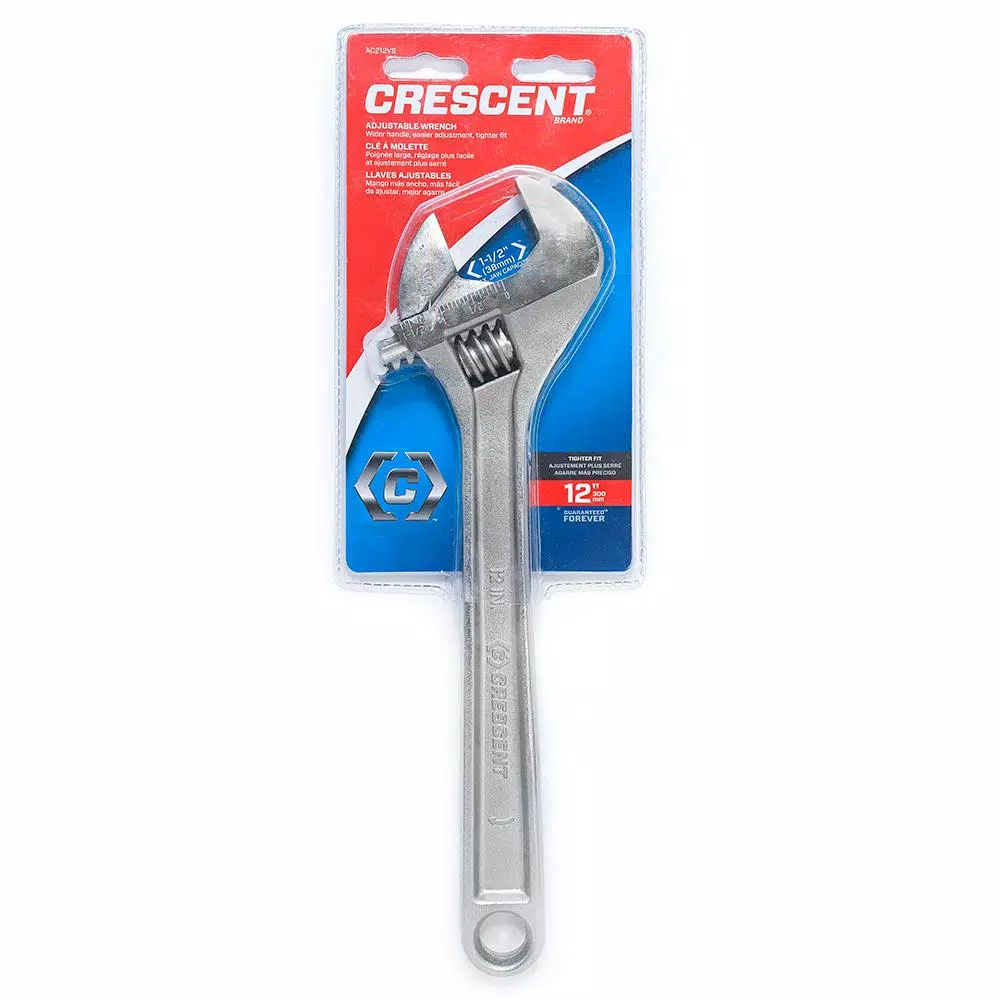 Crescent 12 in. Adjustable Wrench with Hex Jaw Design and Chrome Finish