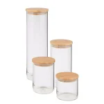 Honey-Can-Do 4-Piece Borosilicate Glass Storage Jar Set with Airtight Bamboo Lids thumbnail 2
