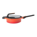 BergHOFF GEM Stay Cool 3.5 qt. Cast Aluminum Nonstick Saute Pan with Glass Lid, Orange thumbnail 1