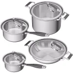 CookCraft by Candace 8-Piece Tri-Ply Stainless Steel Cookware Set with Patented Latch Lids thumbnail 1