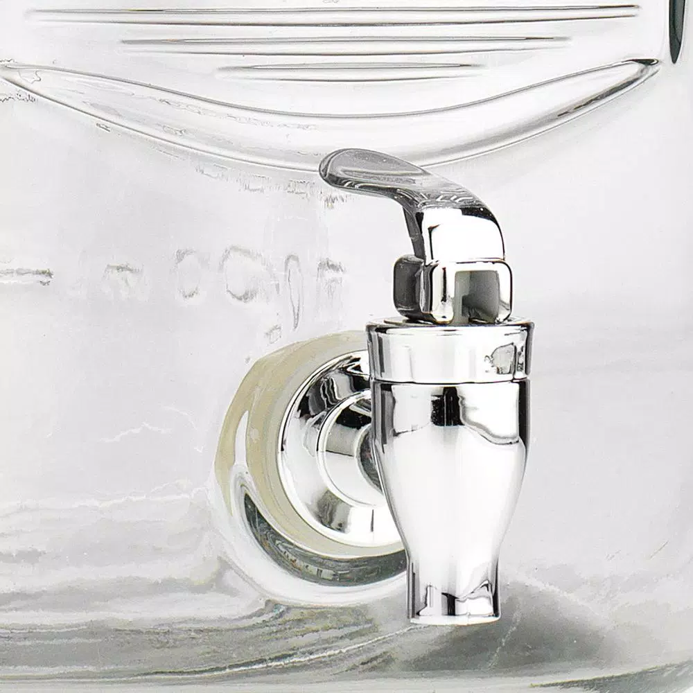 HOME ESSENTIALS AND BEYOND Set of 2 Glass Beverage Dispensers, 1 Gallon Capacity with Chrome Spouts