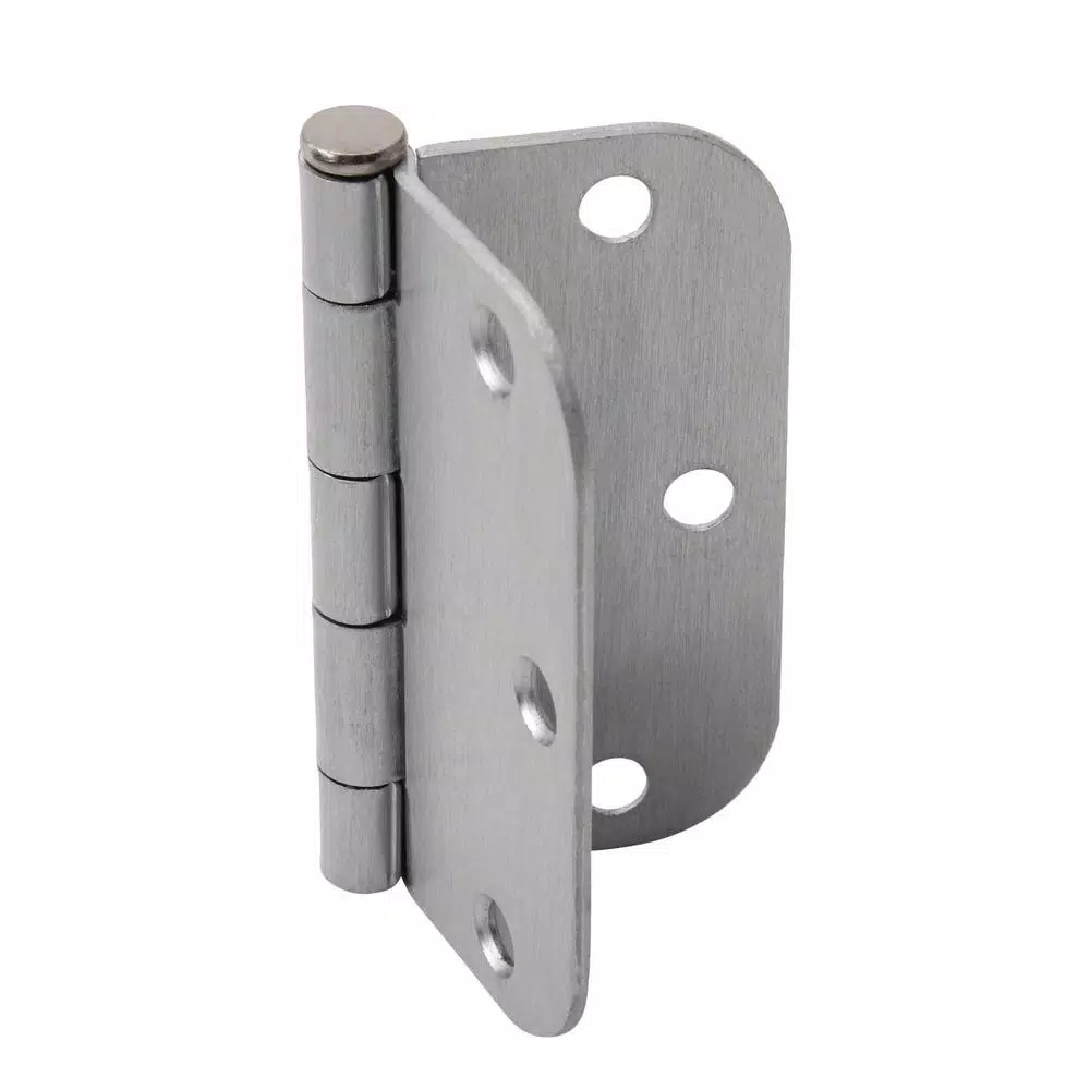 Hardware Essentials 3-1/2 in. Satin Chrome Residential Door Hinge, 5/8 in. Radius, Full Mortise (9-Pack)