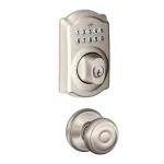 Schlage Camelot Satin Nickel Keypad Electronic Deadbolt and Georgian Knob Set thumbnail 1