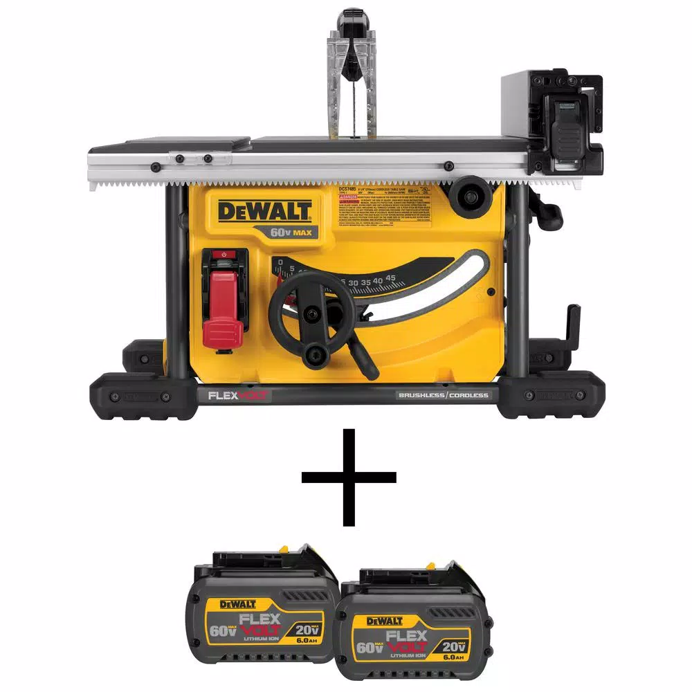 DEWALT FLEXVOLT 60V MAX Cordless Brushless 8-1/4 in. Table Saw Kit with (2) 6.0Ah Batteries