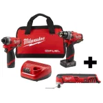 Milwaukee M12 FUEL 12V Li-Ion Brushless Hammer Drill and Impact Driver Combo Kit with Free Multi-Tool thumbnail 1