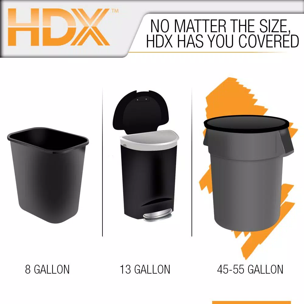 HDX 50 Gallon Extra Large Black Trash Bags, 1.1 Mil Thick, 100 Count