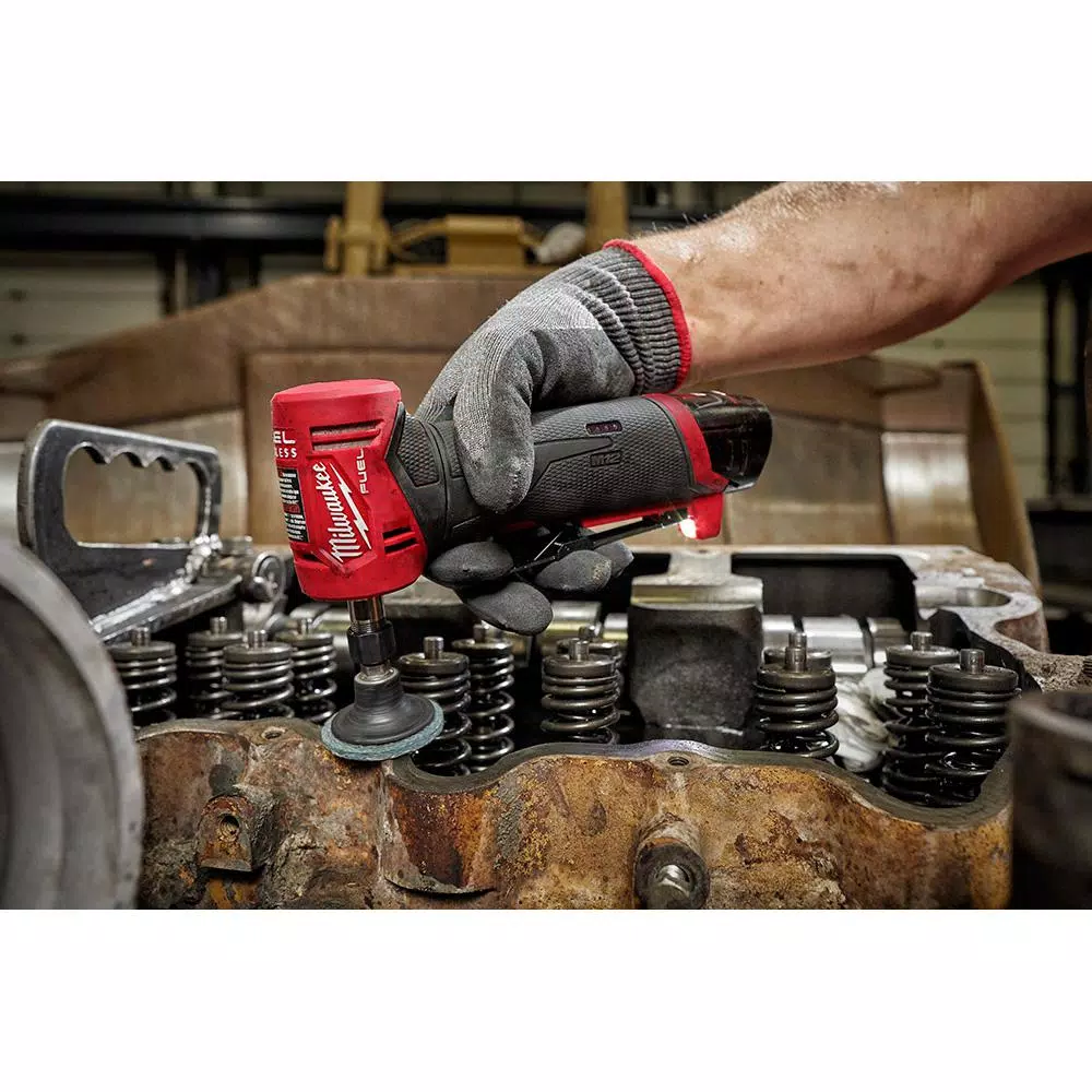 Milwaukee M12 FUEL 12V Brushless Right Angle Die Grinder Kit w/ (2) 2.0Ah Batteries