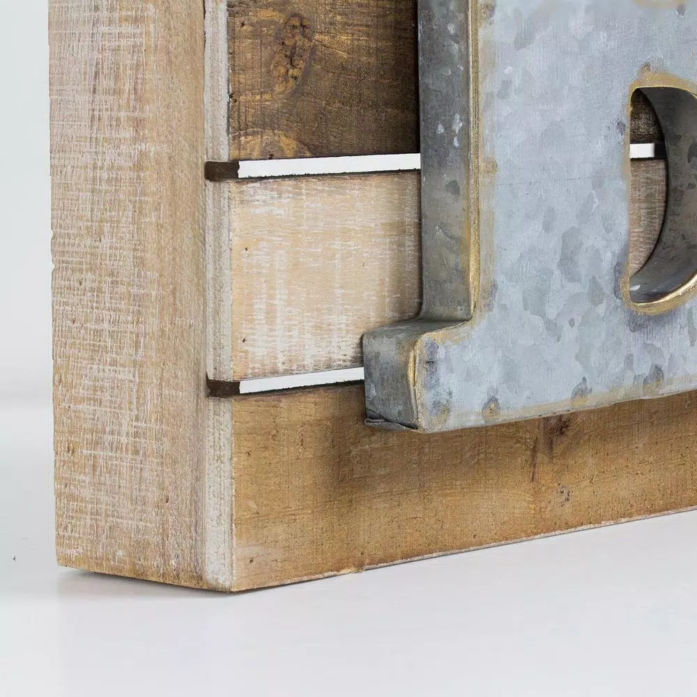 Crystal Art Gallery Rustic Metal and Wood Initial Letter B - Galvanized Industrial Wall Decor
