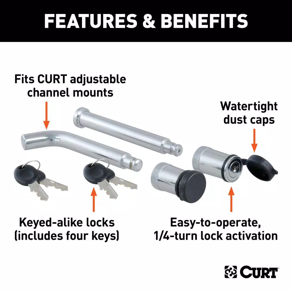 CURT Channel Mount Lock Set, 5/8" Diameter, Keyed Alike