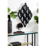 LITTON LANE Eclectic Large Black Diamond Mesh Metal Wall Sconce with Mirror Inlays thumbnail 5