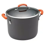 Rachael Ray 10 Qt. Hard-Anodized Aluminum Nonstick Stock Pot with Glass Lid, Orange/Gray thumbnail 1
