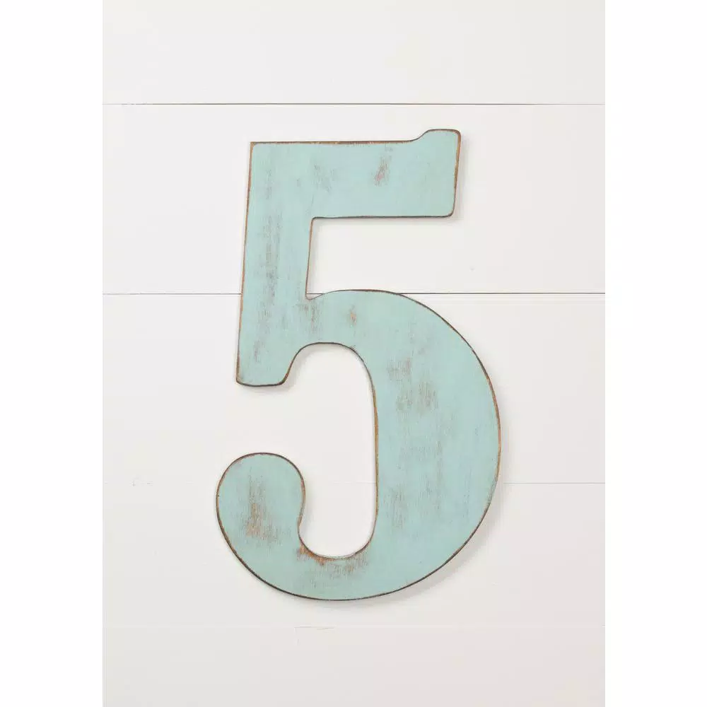 Jeff McWilliams Designs 18 in. Oversized Unfinished Wood Number 5 - Industrial Style Wall Decor