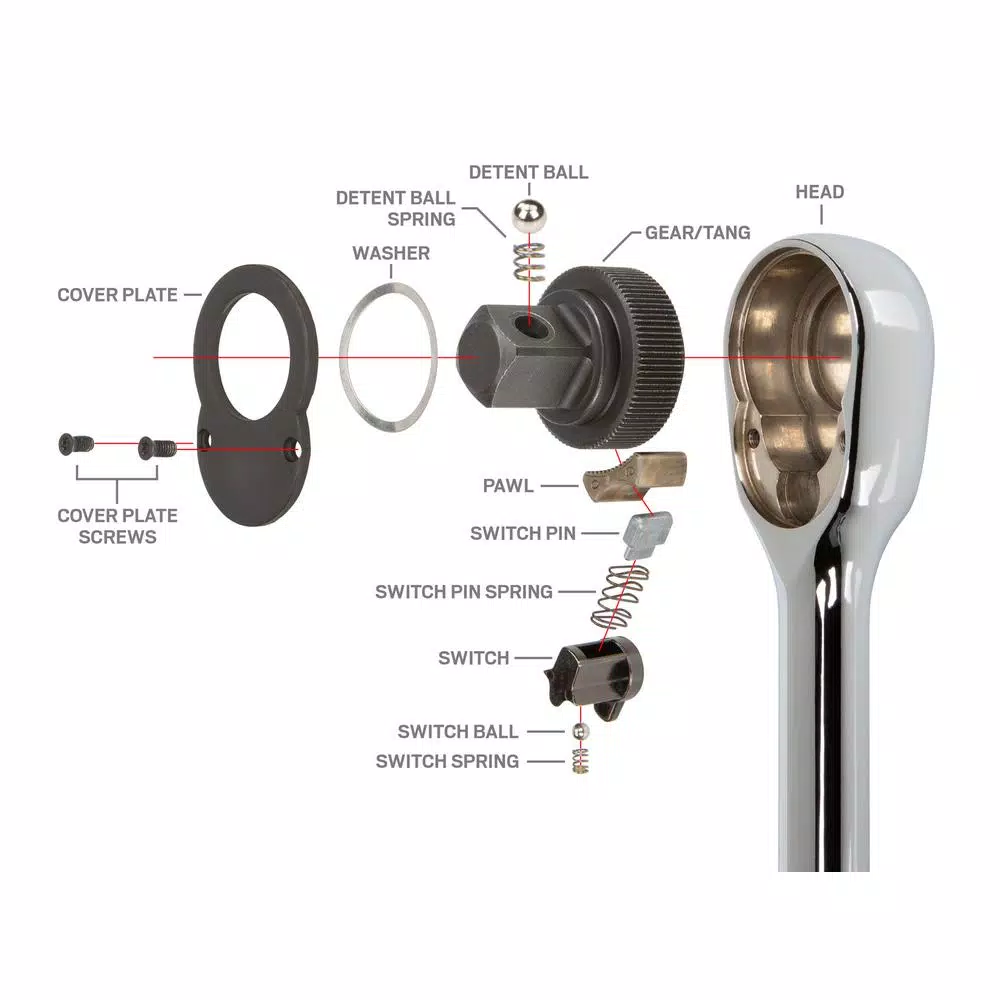 Tekton 3/8 in. Drive x 8 in. Ultra-Compact 90-Tooth Ratchet