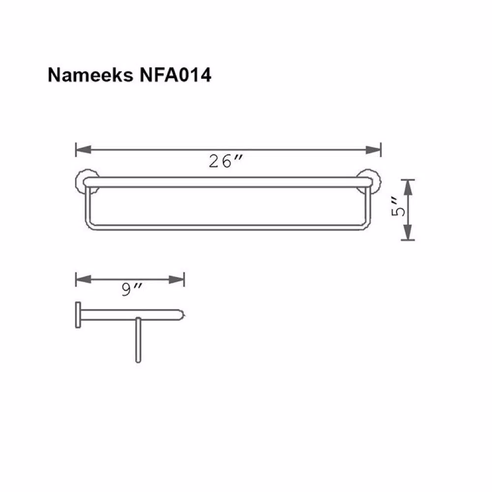 Nameeks General Hotel Wall Mounted 1-Bar Towel Rack, Chrome Finish