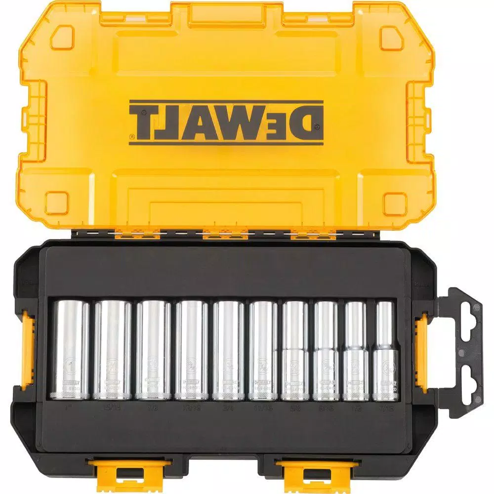 DEWALT DWMT73814 1/2 in. Drive SAE Deep Socket Set, 10-Piece