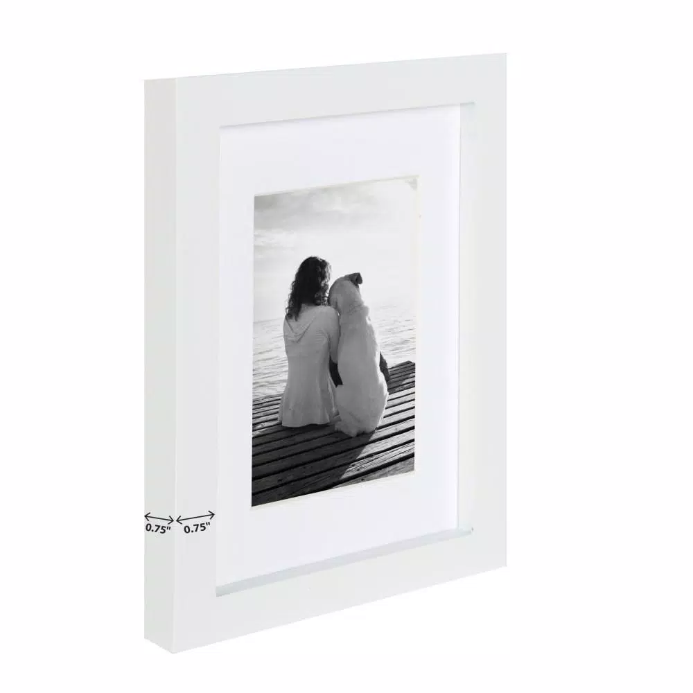 DesignOvation Gallery Wood Photo Frame Set, White Satin Finish, Set of 4