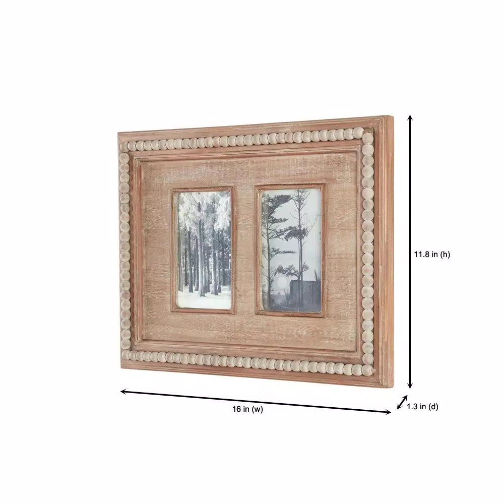 Home Decorators Collection The Home Decorators Collection 4x6 Natural Beaded Wood 2-Opening Collage Picture Frame, Brown