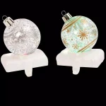 Unbranded 7.75 in. Battery Operated LED Glass Stocking Holders, Set of 2 thumbnail 1