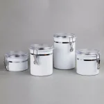Creative Home 4-Piece White Stainless Steel Canister Set with Airtight Locking Clamp Lids thumbnail 2