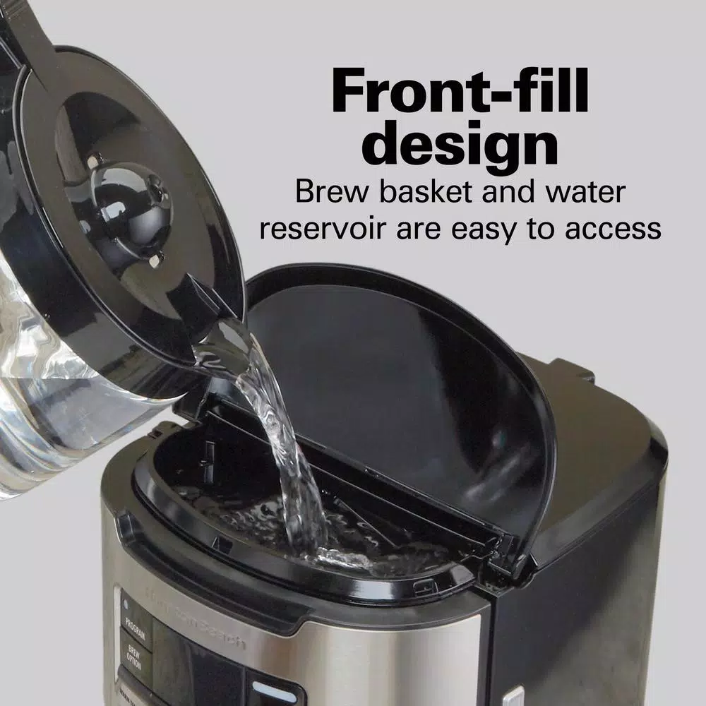 Hamilton Beach 14-Cup Programmable Drip Coffee Maker with Front-Fill Design, Black