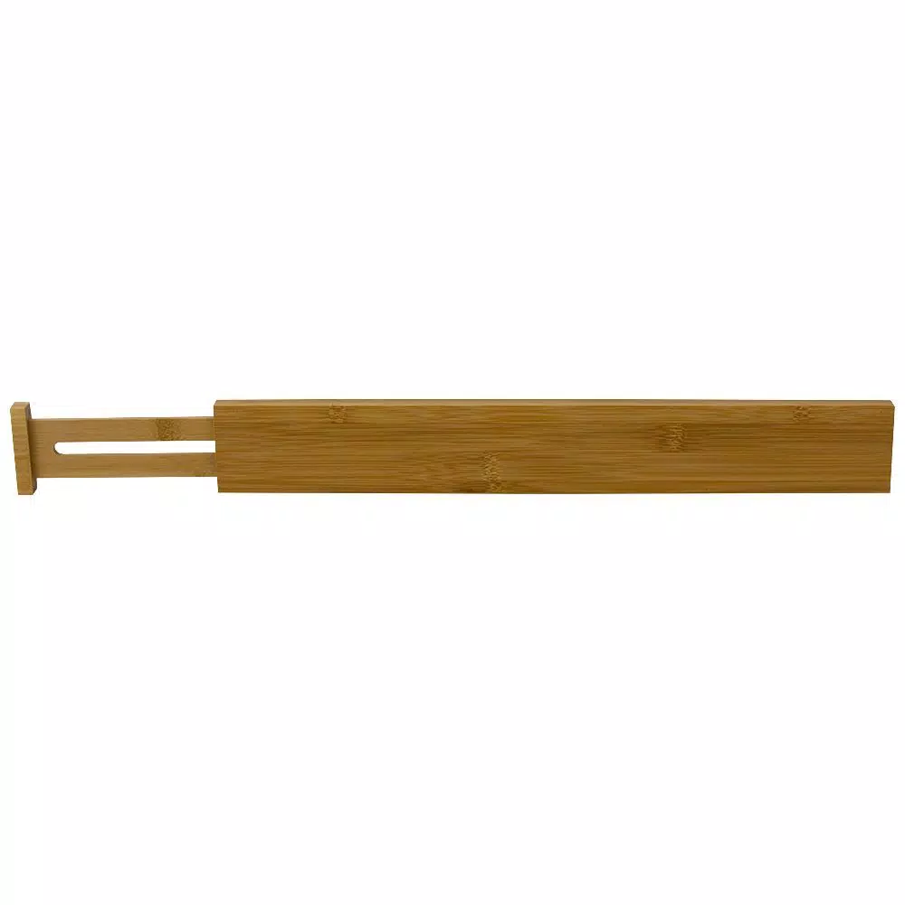 Unbranded Natural Bamboo Drawer Organizer - Expandable Spring-Loaded Divider for Kitchen, Office, and Home