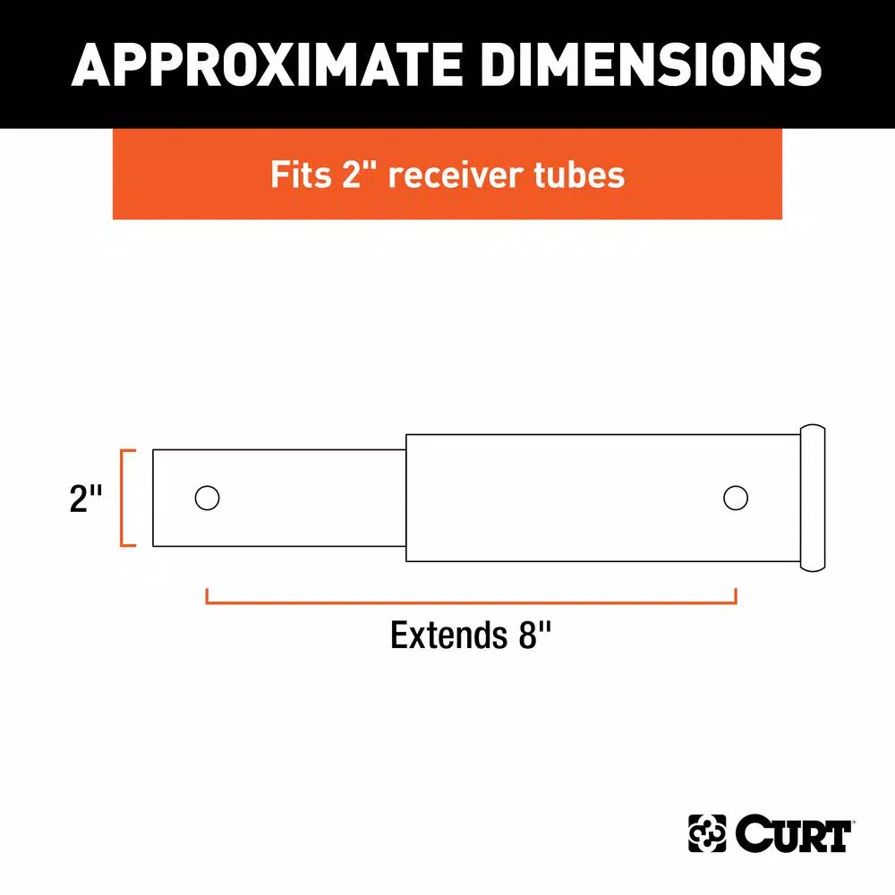 CURT 8" Receiver Tube Extender, 2" Shank, 3,500 lbs. Capacity