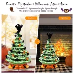 Costway 11.5 in. Green Ceramic LED Haunted Halloween Tree with Ghost and Skeleton Accents thumbnail 7