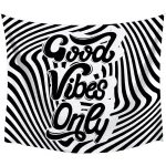 RoomMates Good Vibes Swirl Large Wall Tapestry - Black and White Modern Polyester Decor thumbnail 1
