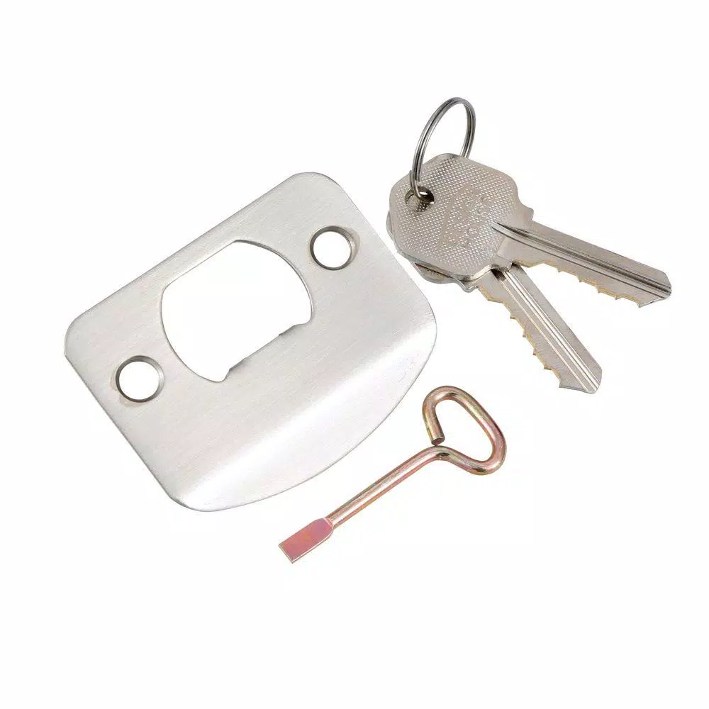 Design House Springdale Satin Nickel Keyed Entry Door Lever with 2-Way Adjustable Latch
