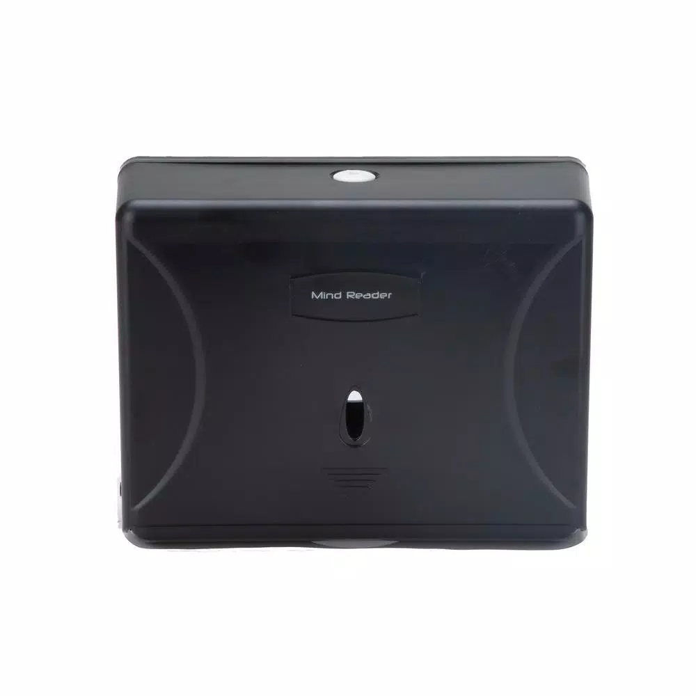 Mind Reader Wall Mounted Black Paper Towel Dispenser with Transparent Viewing Window, High Capacity ABS Plastic