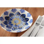 Home Decorators Collection Lisbon 4-Piece Twilight Blue and Mustard Yellow Salad Plate Set thumbnail 5
