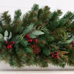 Home Accents Holiday Woodmoore 17 ft. Artificial Christmas Garland with Poinsettias, Berries, and Pinecones thumbnail 4