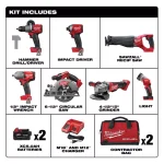 Milwaukee M18 FUEL 18V Lithium-Ion Brushless Cordless 7-Tool Combo Kit with (2) 5.0 Ah Batteries & Charger thumbnail 2