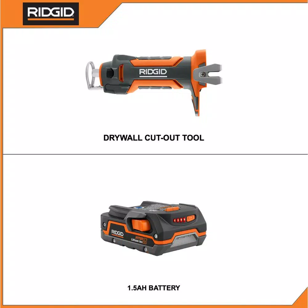 RIDGID 18V Cordless Drywall Cut-Out Tool with 1.5 Ah Lithium-Ion Battery
