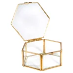 Home Details Vintage Gold Hexagon Glass Keepsake Box thumbnail 2