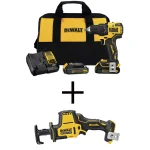 DEWALT 20V MAX ATOMIC Brushless Compact 1/2 in. Drill/Driver & Reciprocating Saw Kit with (2) 1.3Ah Batteries thumbnail 1