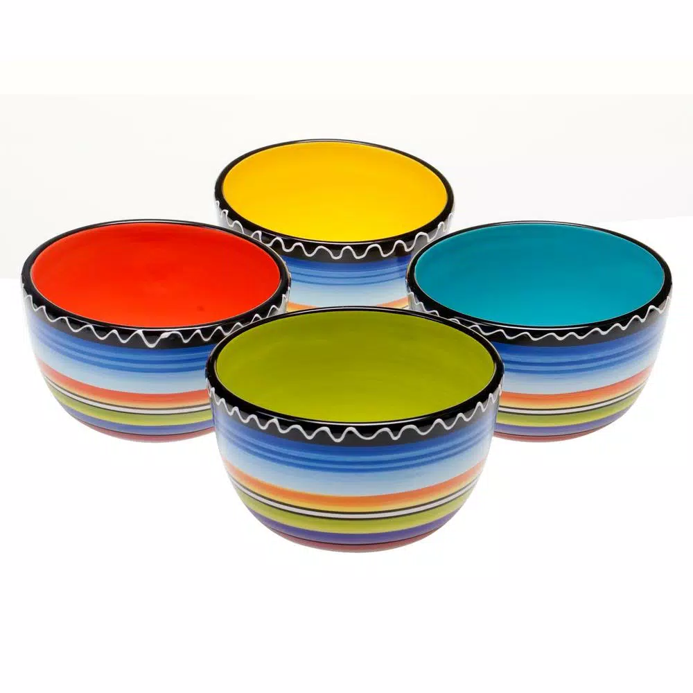 Certified International Tequila Sunrise 4-Piece Earthenware Cereal and Ice Cream Bowl Set