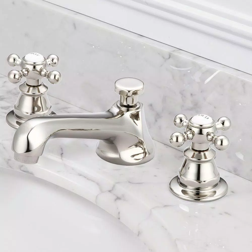 Water Creation Century Classic 8 in. Widespread 2-Handle Bathroom Faucet, Polished Nickel PVD with Pop-Up Drain