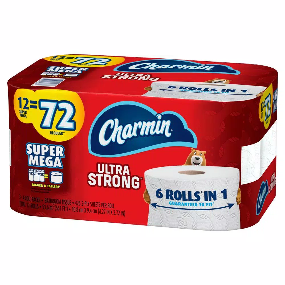 Charmin Ultra Strong 2-Ply Toilet Paper, 12 Super Mega Rolls