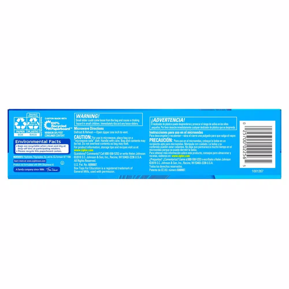 Ziploc Quart Plastic Slider Freezer Bags, 15-Bag Count (12-Pack)