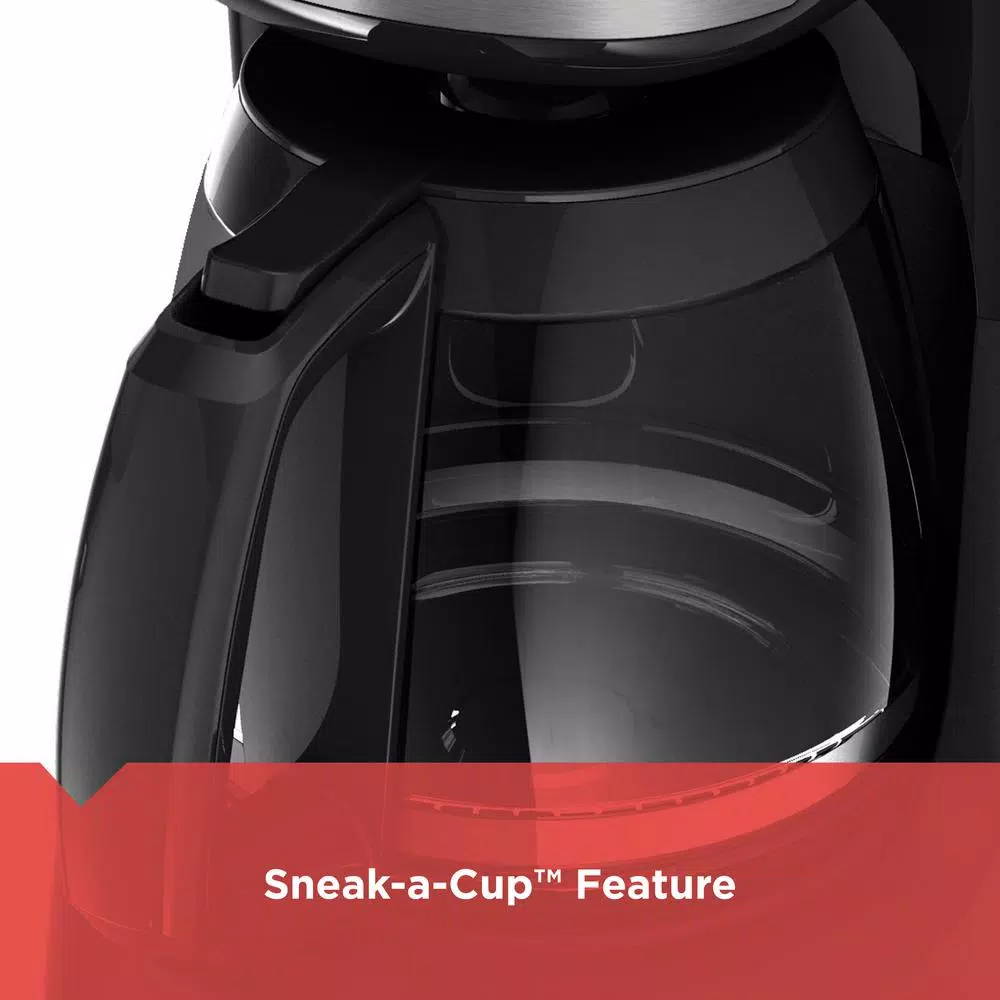 BLACK+DECKER 12-Cup Programmable Drip Coffee Maker with QuickTouch Panel and Evenstream Showerhead, Black