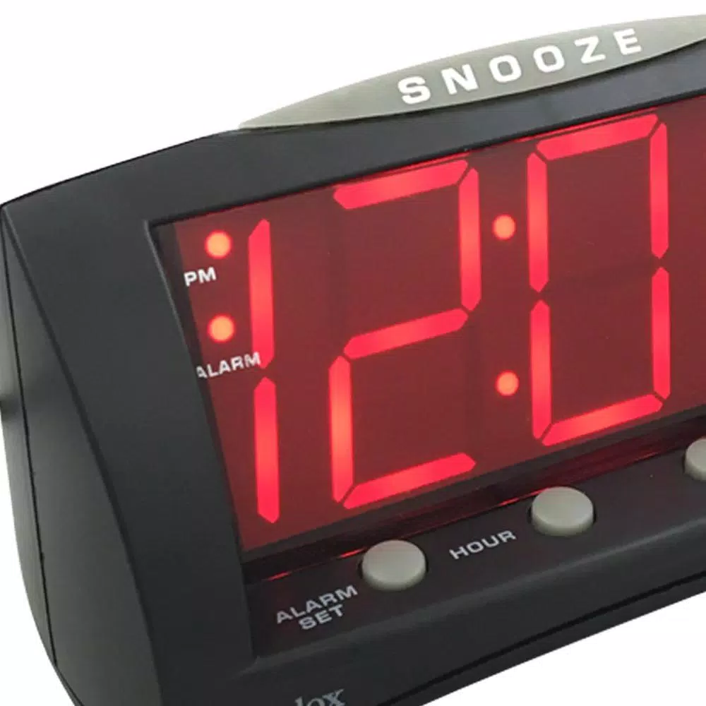 Westclox Digital LED Table Alarm Clock with Oversized Snooze Bar, Black
