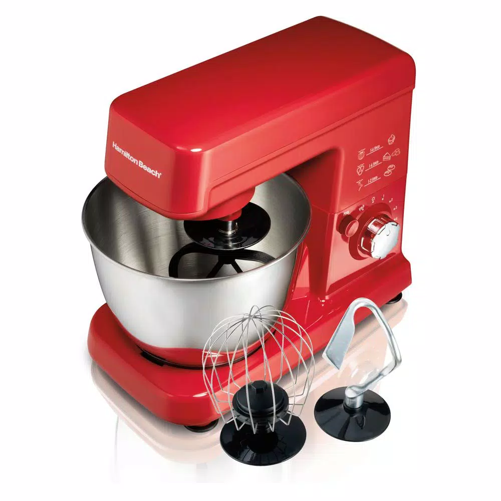 Hamilton Beach 3.5 Qt. 6-Speed Planetary Stand Mixer, Red