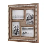 Home Decorators Collection Natural Beaded Wood 4-Opening Collage Picture Frame, 14.5 x 14.5 in, Brown thumbnail 6