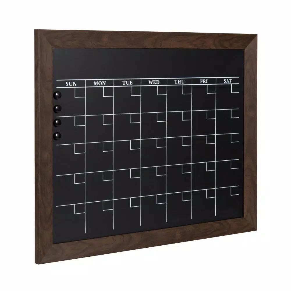 DesignOvation Beatrice Framed Magnetic Chalkboard Monthly Calendar Memo Board