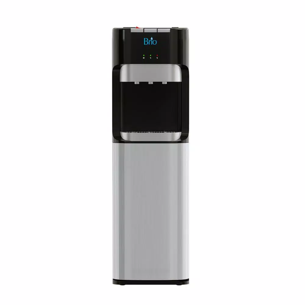 Brio Essential Series Bottom Loading Water Dispenser, Tri-Temp Hot/Cold/Room Temp, Black & Stainless Steel